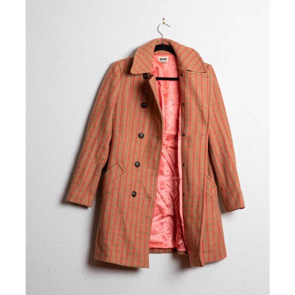 Fossil Plaid Wool Peacoat